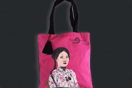 Tote linen bag printed with Vietnamese women-Miss Hong